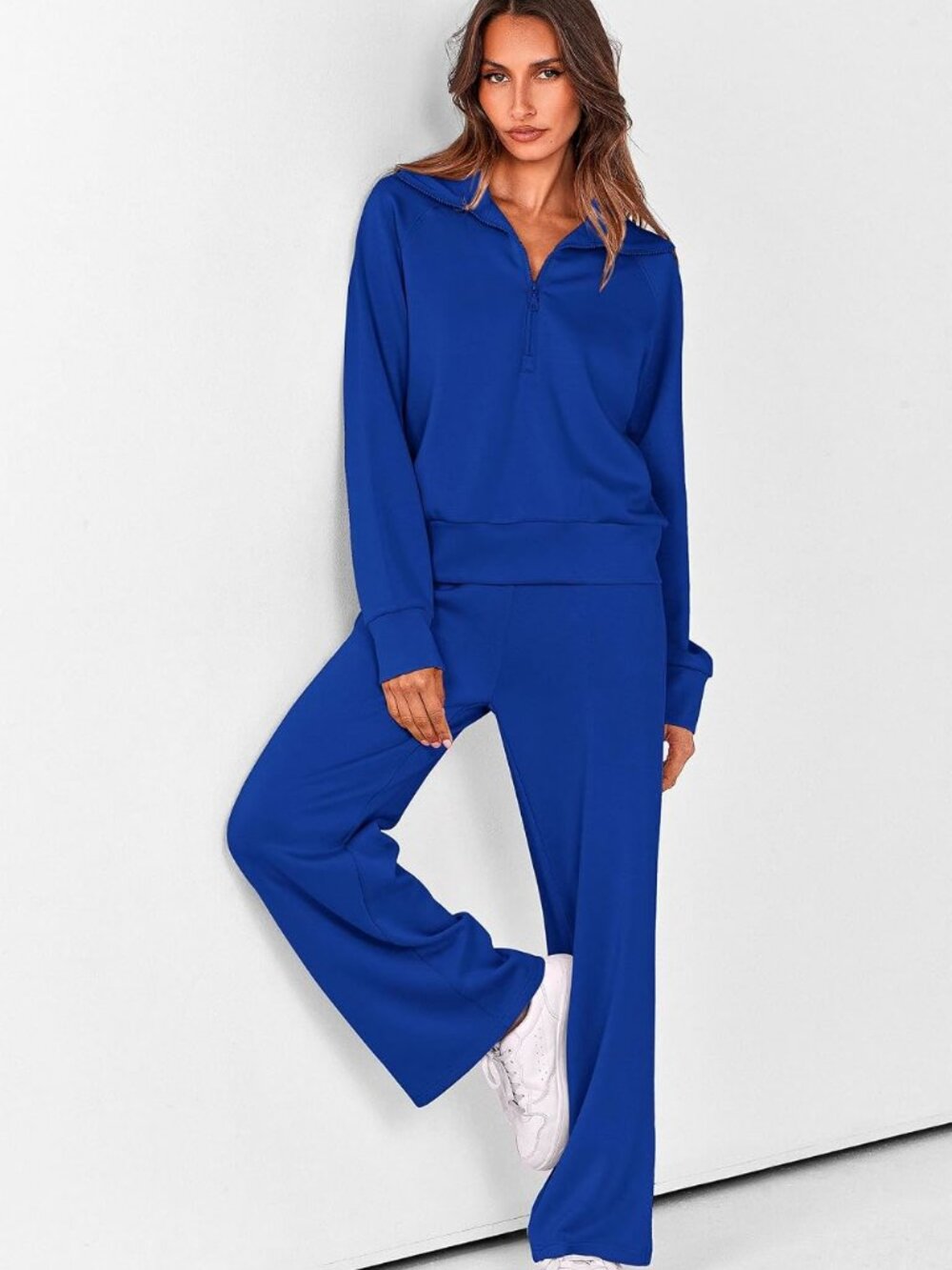 PRETTYGARDEN Half Zip 2 Piece Lounge Set Royal Blue XL - Picture 2 of 8